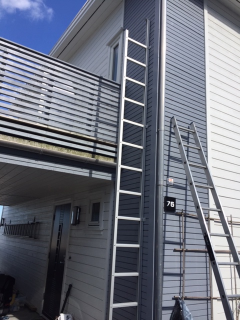 A fire escape ladder on a residential home